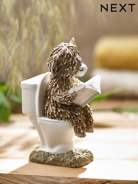 Natural Hamish the Highland Cow Bathroom Toilet Ornament (351291) | SGD 13