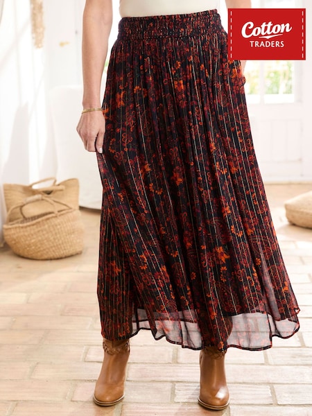 Black - Cotton Traders Chiffon Maxi Skirt