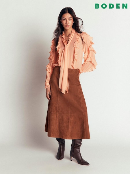 Pink - Boden Ruffled Georgette Top
