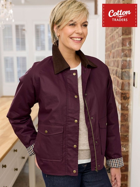 Фіолетовий - Cotton Traders Wax Look Hooded Jacket
