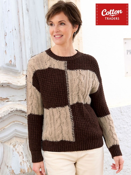 Коричневий - Cotton Traders Patchwork Jumper