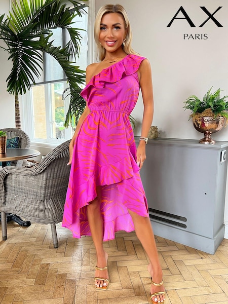 AX Paris One Shoulder Frill Detail Dipped Hem Dress (351646) | €33