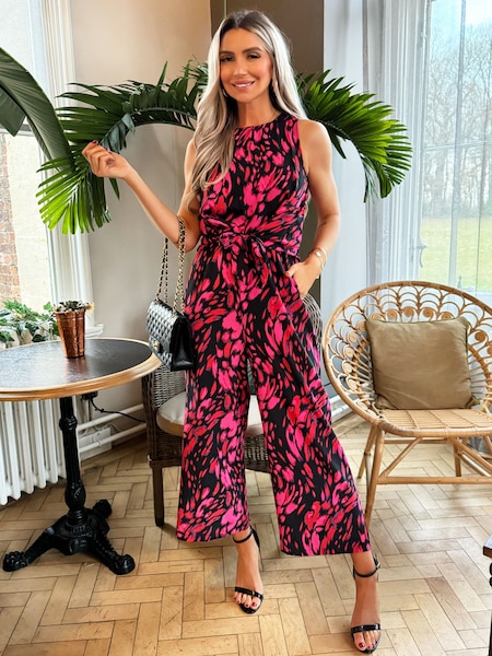 AX Paris Pink Printed Sleeveless Knot Front Jumpsuit (351682) | €16