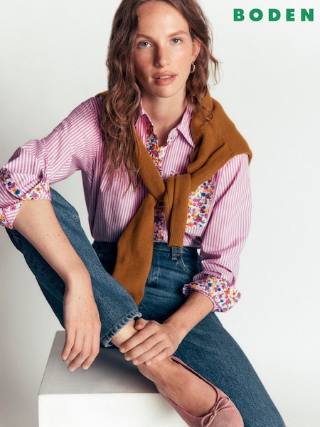 Purple - Boden Sienna Relaxed Cotton Shirt