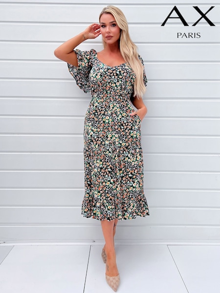 AX Paris Multi Ditzy Printed Flutter Sleeve Midi Dress (351827) | €16