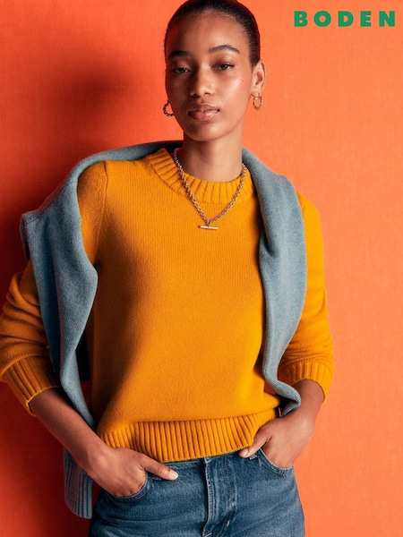 Yellow - Boden Marta Merino Wool Crew Jumper