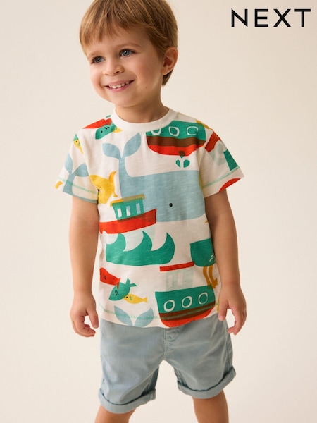 Red/Green All-Over Print 100% Cotton Short Sleeve T-Shirt (3mths-7yrs) (352056) | €6 - €8