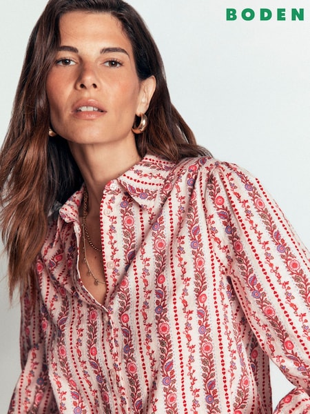 Cream - Boden Violet Cotton Top