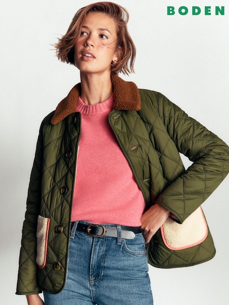 Verde - Boden Reversible Borg Mix Coat