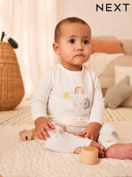 Cream Elephant Baby 100% Cotton Top And Leggings Set (0mths-2yrs) (352336) | AED39 - AED46