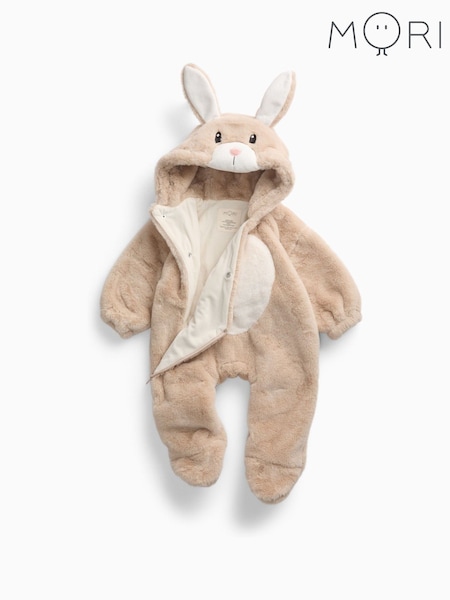 Grädde - Mori Supersoft Fleece Lined Bunny Faux Fur Pramsuit