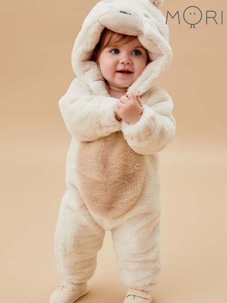Grädde - Mori Supersoft Fleece Lined Polar Bear Faux Fur Pramsuit