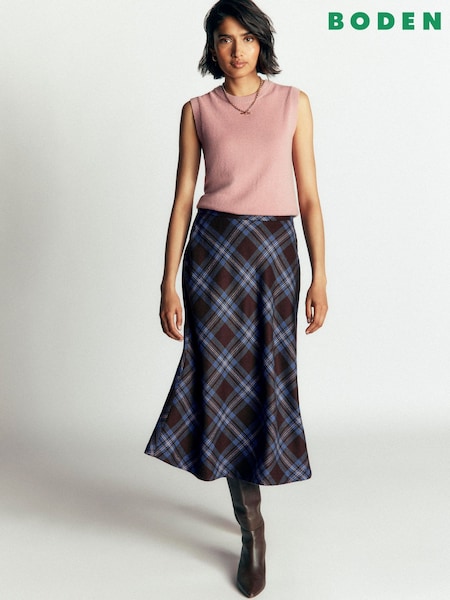 ყავისფერი - Boden Wool Blend Slip Skirt