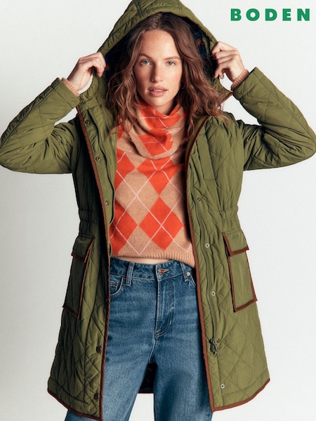 Green - Boden Quilted 4-in-1 Parka Coat