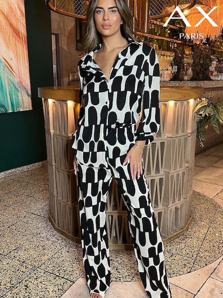 AX Paris Printed Geometric Black Trousers (353180) | €24
