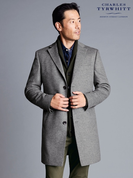 Charles Tyrwhitt Grey Pure Wool Overcoat (353217) | 693 QAR