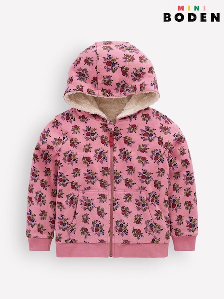 Қызғылт - Boden Floral Reversible Borg Hoodie