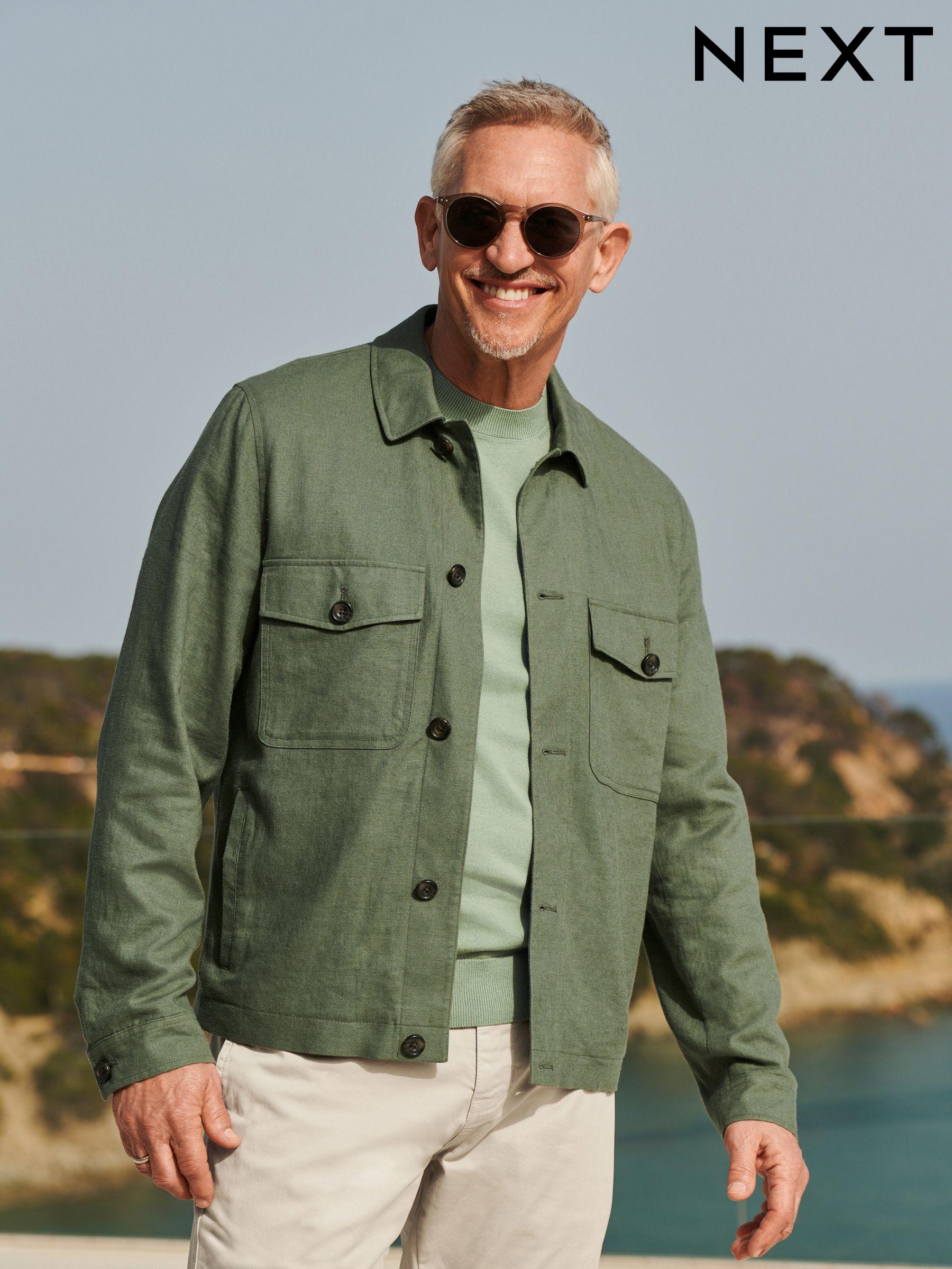 Men s Jackets Green Linen Holiday Clothing Next Luxembourg