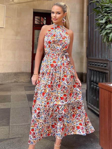 AX Paris Multi Print High Neck Tie Belt Midi Dress (353780) | €28
