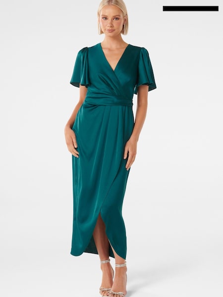 Forever New Green Forever New Estelle Flutter Sleeve Midi Dress (354068) | €75