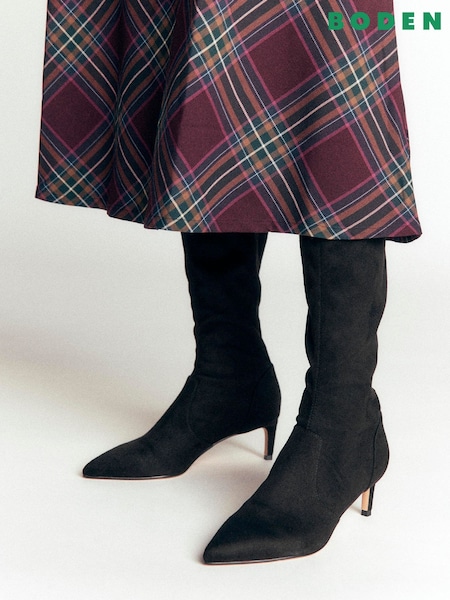 Black - Boden Stretch Kitten Heel Boots