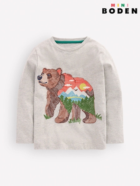 Gri - Boden Long-sleeve Superstitch T-shirt