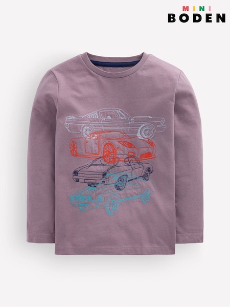 Purple - Boden Linear Stitch T-shirt