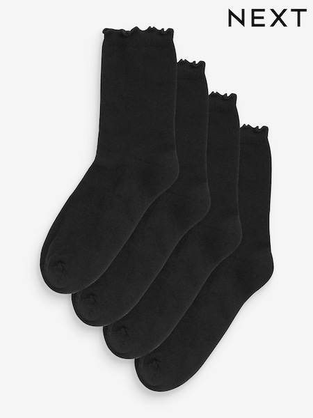 Black Frill Top Cushion Sole Ankle Socks 4 Pack (354670) | $19