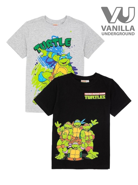 Vanilla Underground Grey/Black Boys Multi Teenage Mutant Ninja Turtles 100% Cotton T-Shirts 2 Pack (354809) | €31