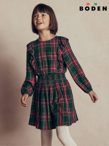 Green - Boden Shirred Drop Waist Dress