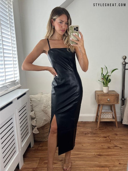 Style Cheat Black Colette PU Bandeau Midi Dress (355036) | € 24