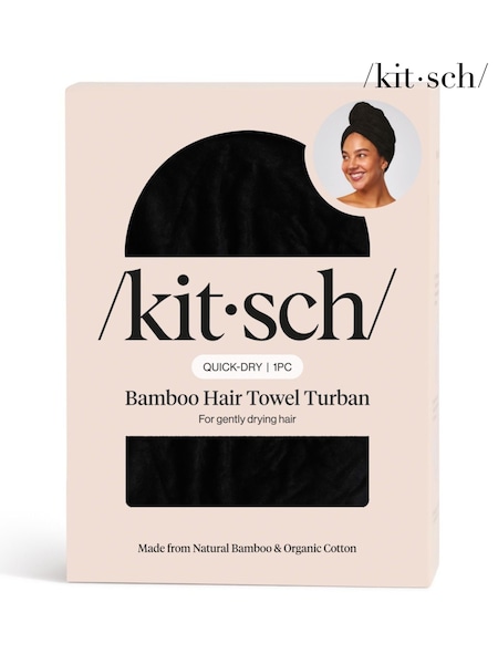 Black - Kitsch Plush Microfibre Hair Towel Turban