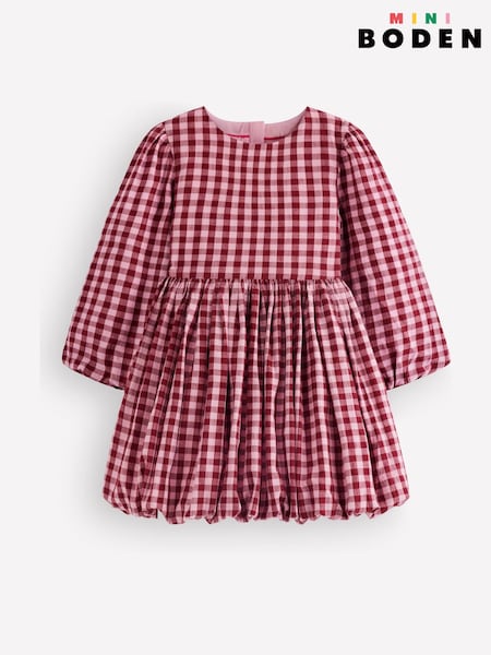 Rot - Boden Long Sleeve Check Bubble Hem Dress