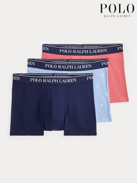 Navy Blue/Sky Blue/Coral Pink - Regular Polo Ralph Lauren Classic Trunks 3 Pack