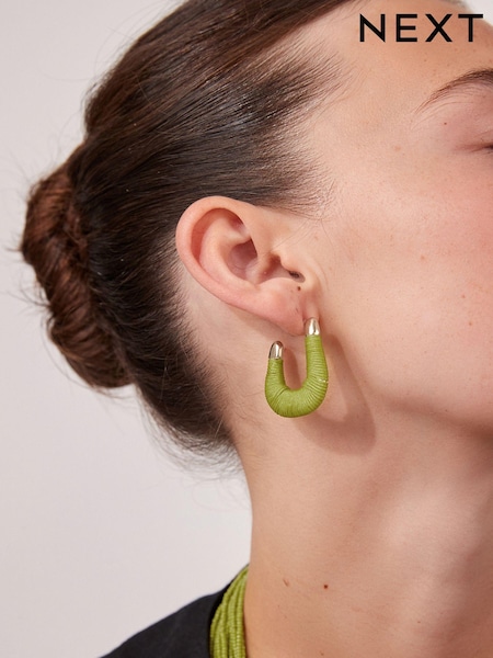 Lime Green Thread Wrap Hoop Earrings (355716) | €8.50