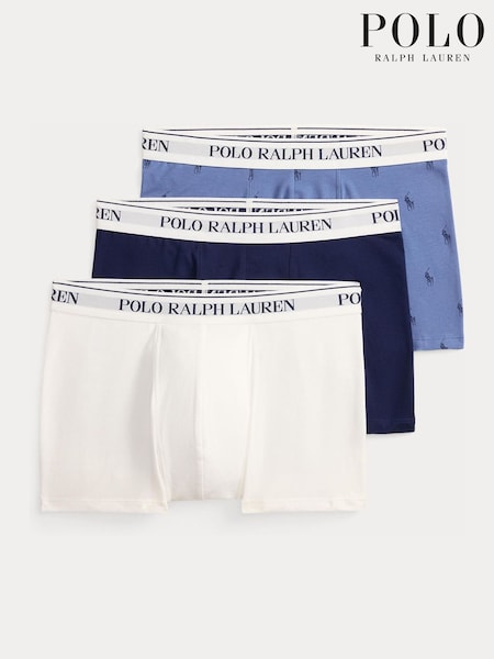 White/Navy Blue/Slate Blue - Regular Polo Ralph Lauren Classic Trunks 3 Pack