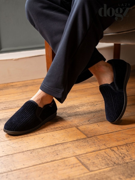 Blue - Regular Lazy Dogz Ryan Navy Slippers