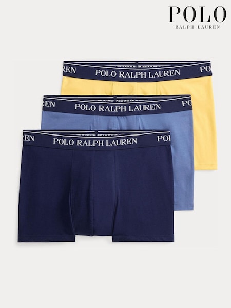 Navy Blue/Slate Blue/Yellow - Regular Polo Ralph Lauren Classic Trunks 3 Pack
