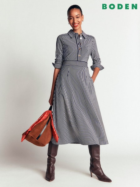 Blue - Boden Etta Piping Detail Ponte Dress