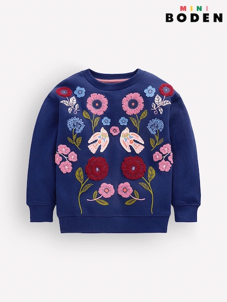 Blue - Boden Bobbie Appliqué Sweatshirt
