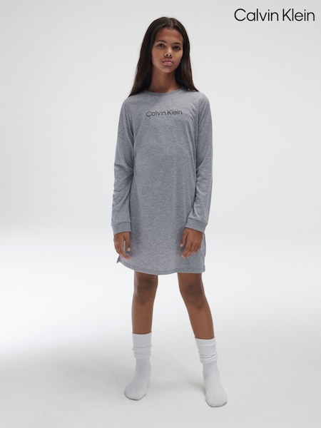 Calvin Klein Grey Modern Cotton Long Sleeve Sleep Dress (356484) | €31