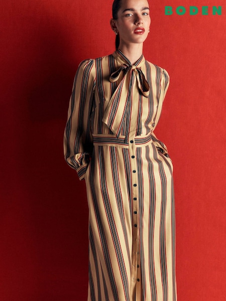 Natural - Boden Bow Detail Shirt Dress