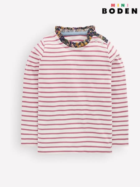 Rosa - Boden Frill Neck Breton T-shirt