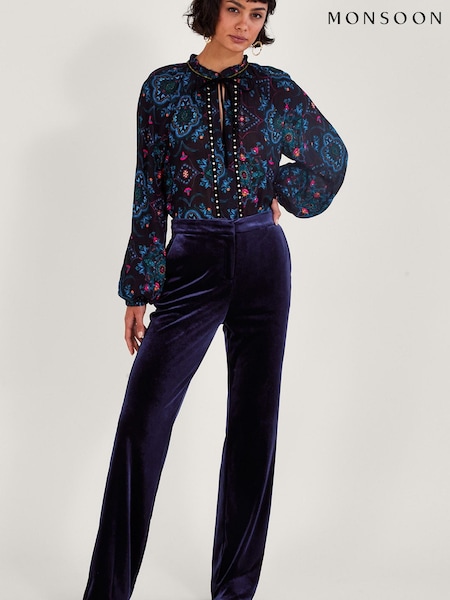 Monsoon Blue Blake Kick Flare Trousers (356653) | €41.50