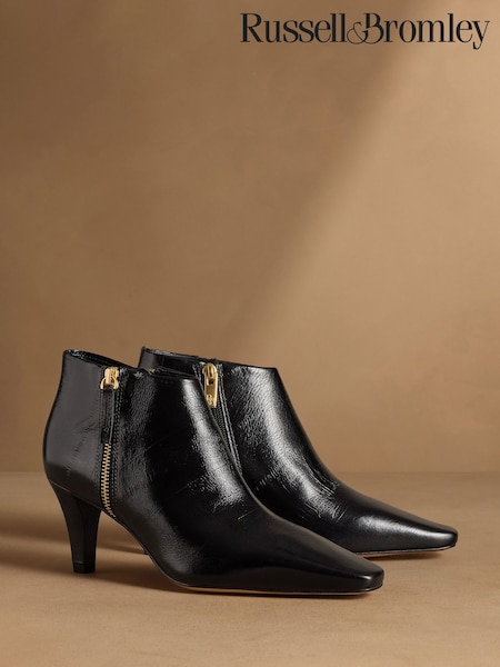 Black Eel Print - Russell & Bromley Morris Side Zip Ankle Boots