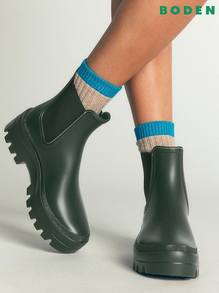 Verde - Botas de agua Chelsea gruesas de Boden