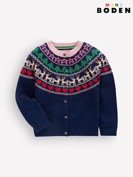 Blue - Boden Edie Fair Isle Cardigan