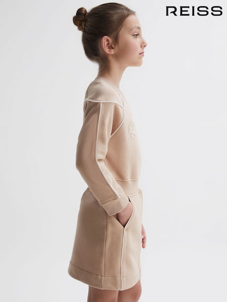 Reiss Camel Jona 9-14 yrs Embroidered Jersey Dress (357311) | €84