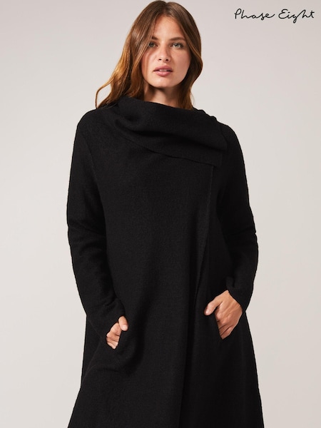 Phase Eight Black Knit Bellona Coat (357360) | ₪629