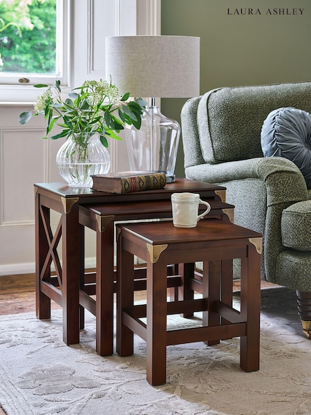 Laura Ashley Dark Chestnut Balmoral Nest Of 3 Tables (357403) | €675